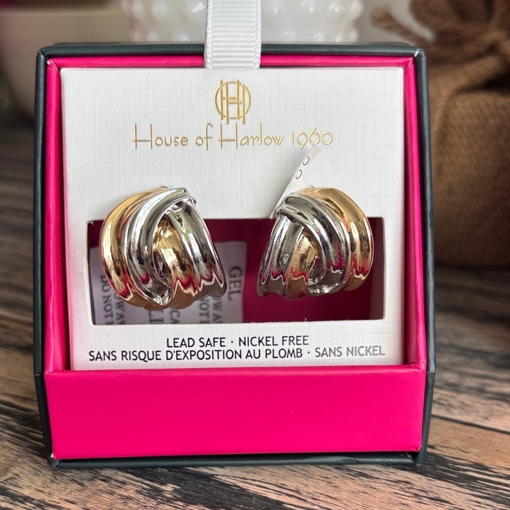 House of Harlow 1960 Two-Tone Gold and Silver Earrings